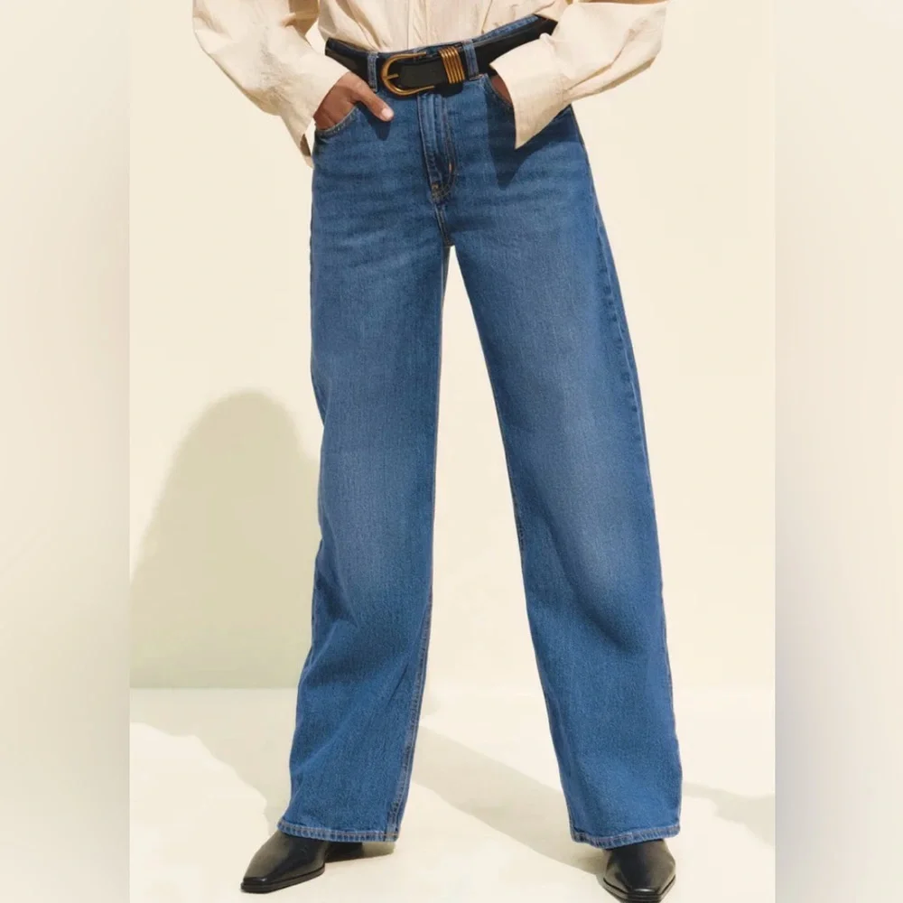 3 for $30👖 H&M Straight Wide Leg Denim | Sz 33 or 16 (j152n19) - Picture 2 of 3